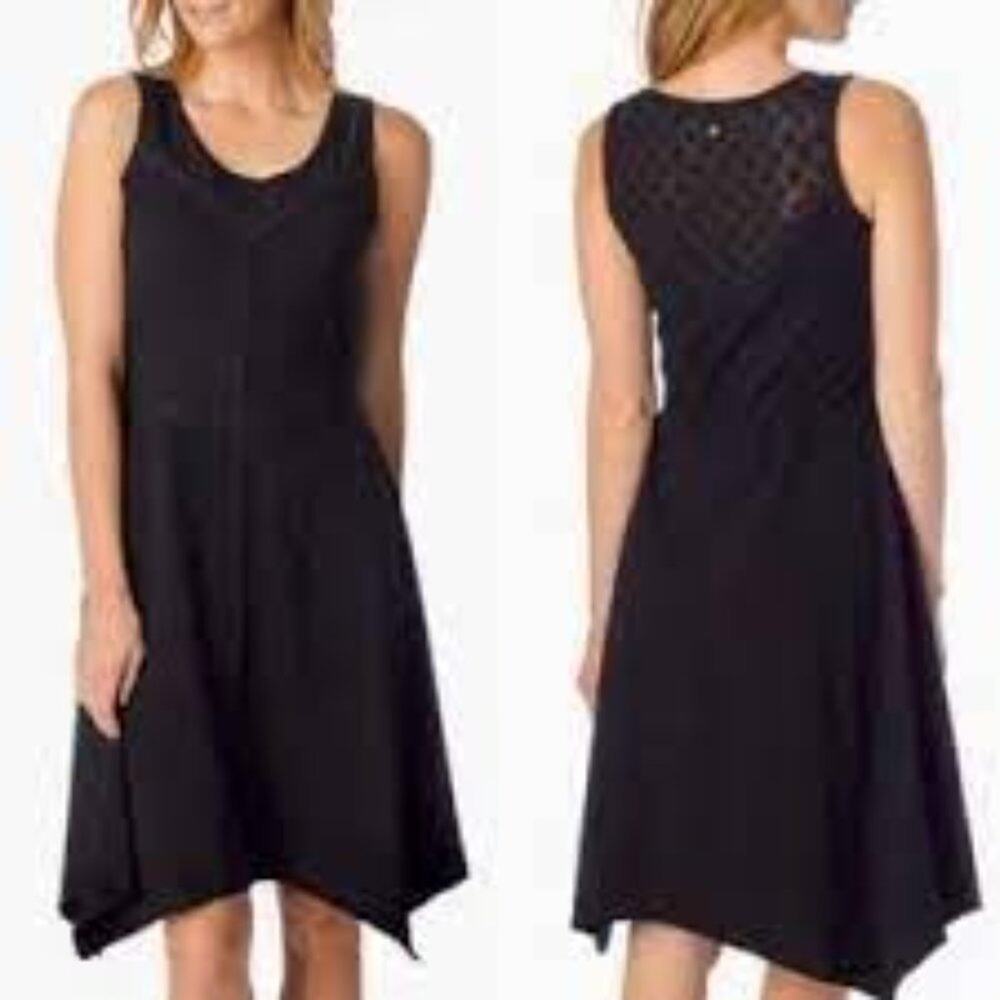 Prana Trixie Jersey Lace Sleeveless Dress Embroidered Black Small